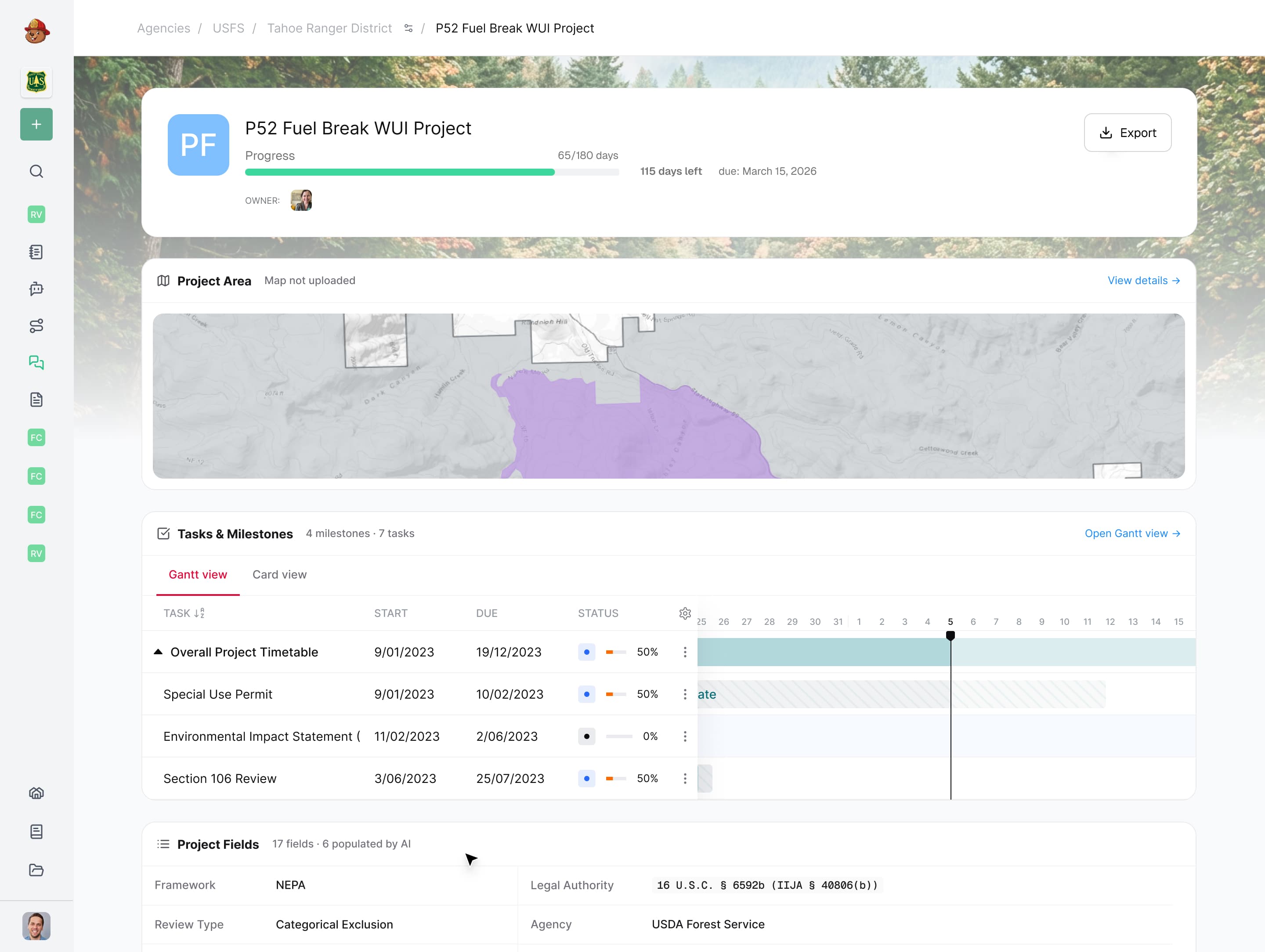 Project planning interface